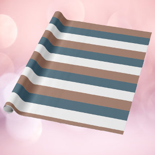 Papel De Regalo Patrón de rayas Mocha Marrón Blanco Verde azulado