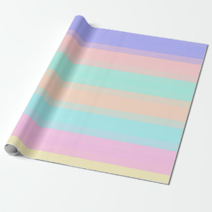 Papel De Regalo Patrón de rayas Pastel verde rosa amarillo azul