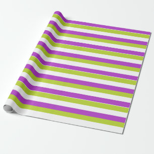 Papel De Regalo Patrón de rayas púrpura y verde lima vibrante
