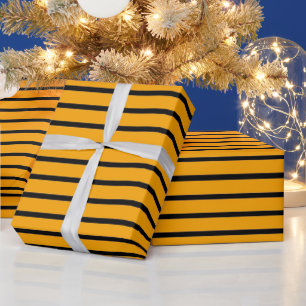 Papel De Regalo Patrón de rayas retro amarillo negro