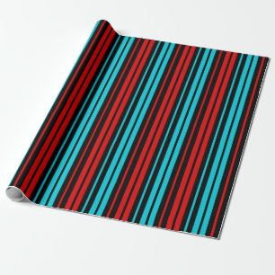 Papel De Regalo Patrón de rayas rojas y azules negras