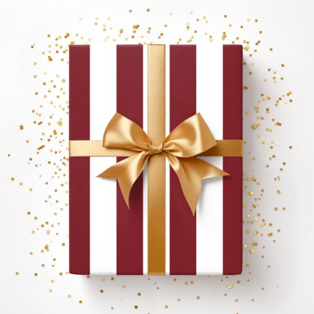 Papel De Regalo Patrón De Rayas Rojas Y Blancas navidades (Christmas Red And White Stripes Pattern Wrapping Paper)