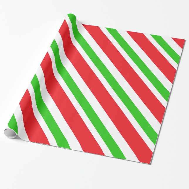 Papel De Regalo Patrón de rayas rojas y verdes (Desenrollado)