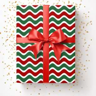 Papel De Regalo Patrón de rayas rojas y verdes de Navidad