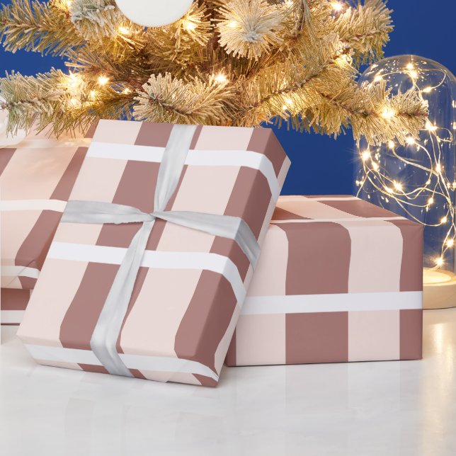 Papel De Regalo Patrón de rayas rosa marrón (Vacaciones)
