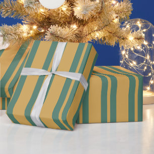 Papel De Regalo Patrón de rayas tradicional verde turquesa y mosta