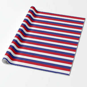 Papel De Regalo Patrón de rayas USA rojo, blanco y azul