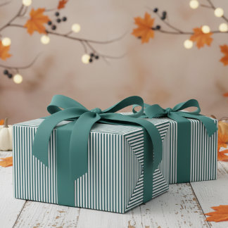 Papel De Regalo Patrón de rayas verde azuladas y blancas