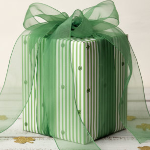 Papel De Regalo Patrón de rayas verdes y blancas irlandesas