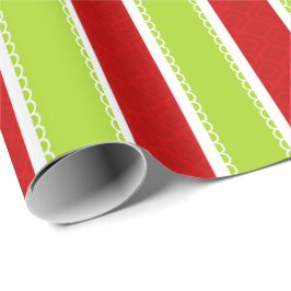 Papel De Regalo Patrón de rayas verdes y rojas de vacaciones de lo