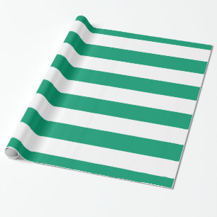 Papel De Regalo Patrón de rayas XL verde jade, blanco