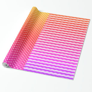 Papel De Regalo Patrón de rayas y estrellas blancas y naranjas ros
