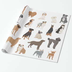 Papel De Regalo Patrón de razas de amantes de perros divertidos
