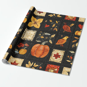 Papel De Regalo Patrón de reducción del arte popular de otoño Rú