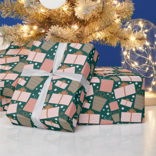 Papel De Regalo Patrón de regalo de los Navidades retro en la ens