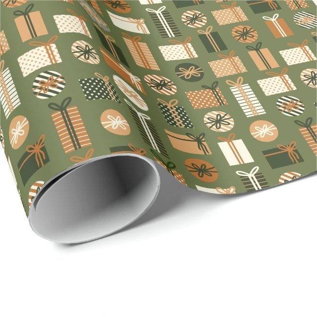 Papel De Regalo Patrón de regalo de tono de la Tierra (Esquina del rollo)