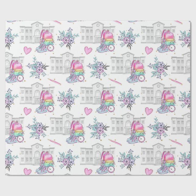 Papel De Regalo Patrón de Regreso a Clases (Superficie plana)