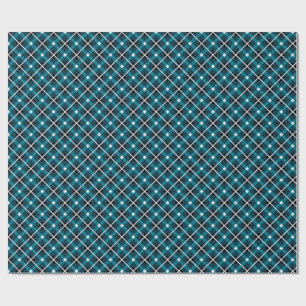 Papel De Regalo Patrón de rejilla geométrica azul verdoso y marino