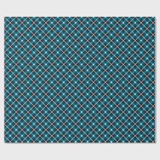 Papel De Regalo Patrón de rejilla geométrica azul verdoso y marino
