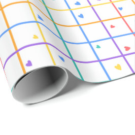 Papel De Regalo Patrón de rejilla geométrica con corazones dispers