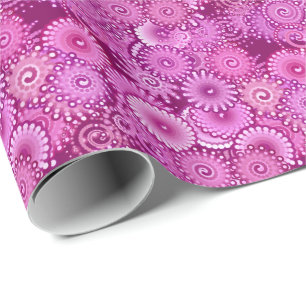 Papel De Regalo patrón de remolino fractal, púrpura, rosa, ciruela