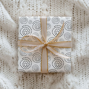 Papel De Regalo Patrón de remolinos geométricos en negro monocromá