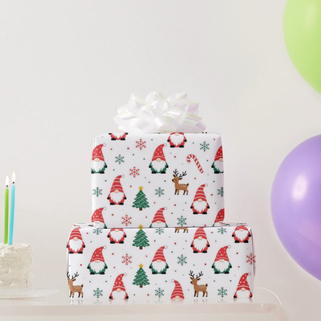 Papel De Regalo Patrón de reno de Gnome navidades (Regalos de fiesta)