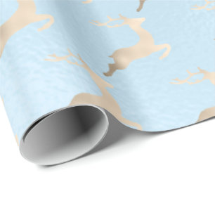 Papel De Regalo Patrón de reno de los Navidades de oro del cobre d