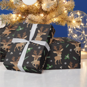 Papel De Regalo patrón de reno de Navidades festivos