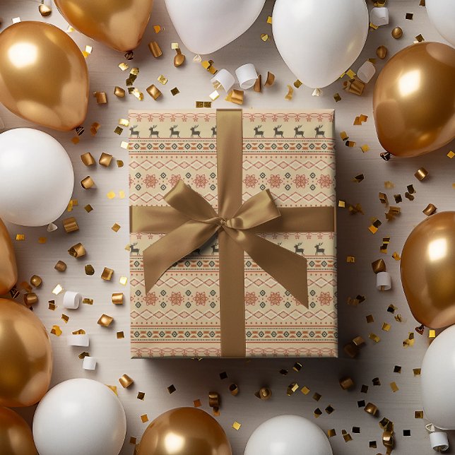 Papel De Regalo Patrón de Reno de Suéter de Navidad (Subido por el creador)