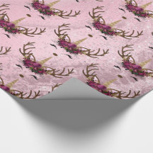 Patrón de reno unicornio de mármol dorado de rosa