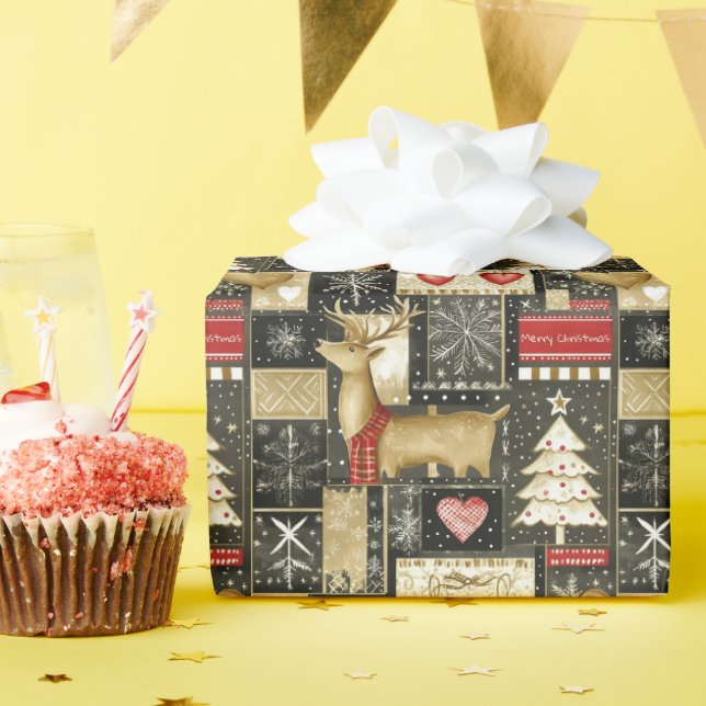 Papel De Regalo Patrón de renos de Navidades pequeños (Fiesta de cumpleaños )