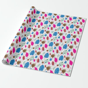 Papel De Regalo Patrón de resumen de hojas de color moderno blanco