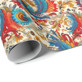 Papel De Regalo Patrón de resumen de la flor dorada Paisley 4