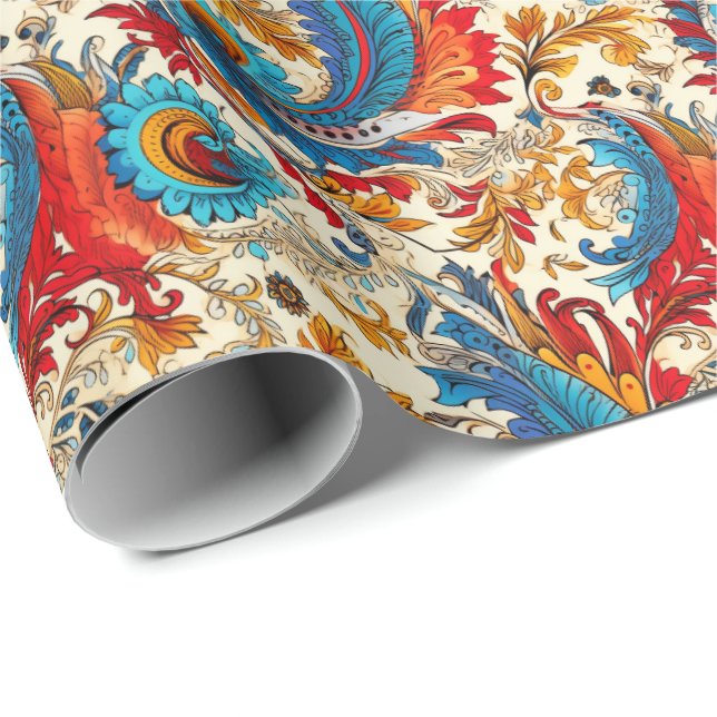 Papel De Regalo Patrón de resumen de la flor dorada Paisley 4 (Esquina del rollo)