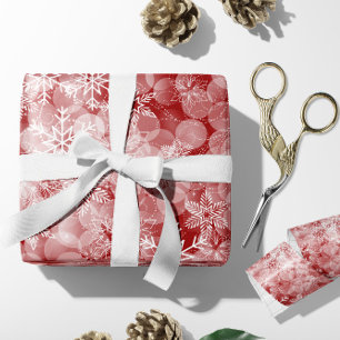 Papel De Regalo Patrón de resumen rojo con copos de nieve blancos