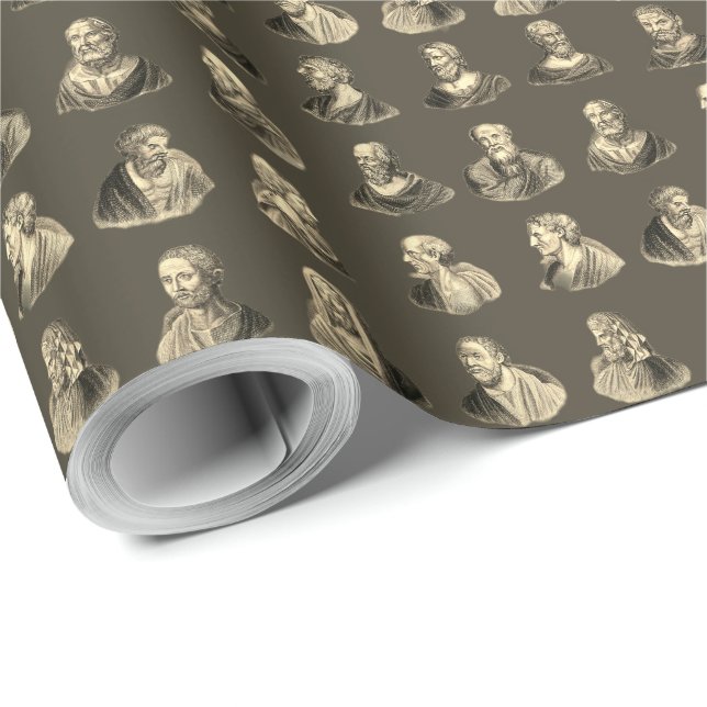 Papel De Regalo Patrón de retratos de filósofos antiguos (Esquina del rollo)