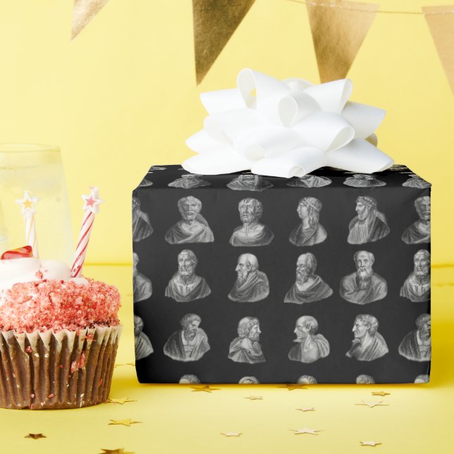 Papel De Regalo Patrón de retratos de filósofos antiguos negros (Fiesta de cumpleaños )