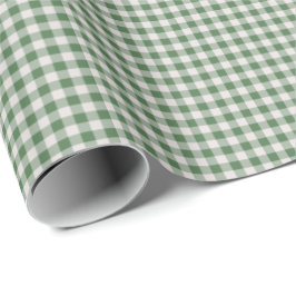 Papel De Regalo Patrón de retro Gingham de plaid | Verde invernal