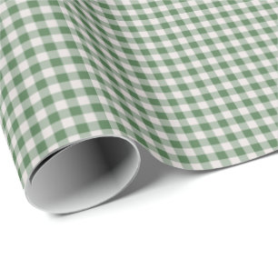 Papel De Regalo Patrón de retro Gingham de plástico   Verde inve