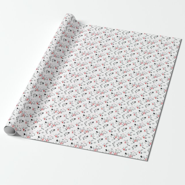 Papel De Regalo Patrón de rock de Punk retro de Guay (Desenrollado)