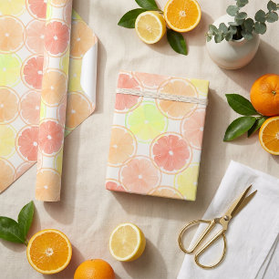 Papel De Regalo Patrón de rodaja de cítrico de acuarela sin costur