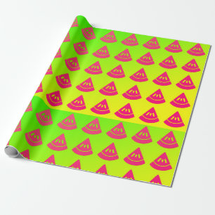 Papel De Regalo Patrón de Rodaja de Sandía Neon