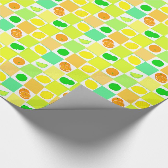 Papel De Regalo Patrón de rodajas de frutas de limón, limón y cítr (Esquina)
