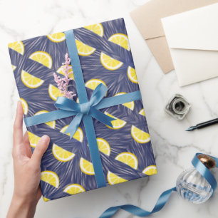 Papel De Regalo Patrón de rodajas de limón amarillo moderno