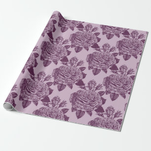 Papel De Regalo Patrón de rosa antigua malva