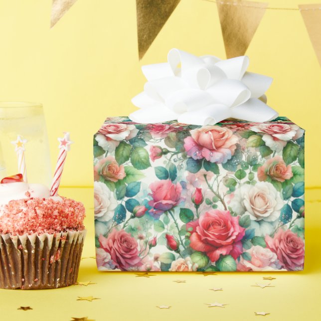 Papel De Regalo Patrón de Rosa Caprichoso (Fiesta de cumpleaños )