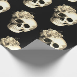 Papel De Regalo Patrón de Rosa de cráneo floral gótico Halloween