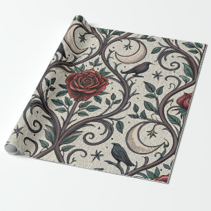 Papel De Regalo Patrón de rosa gótica oscura (1)