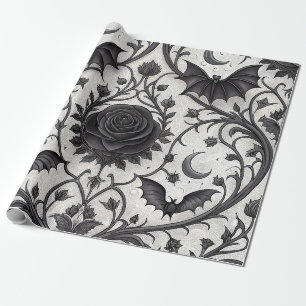 Papel De Regalo Patrón de rosa gótica oscura (3)